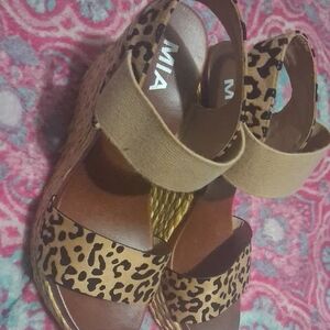 MIA Animal Print Wedge Sandals